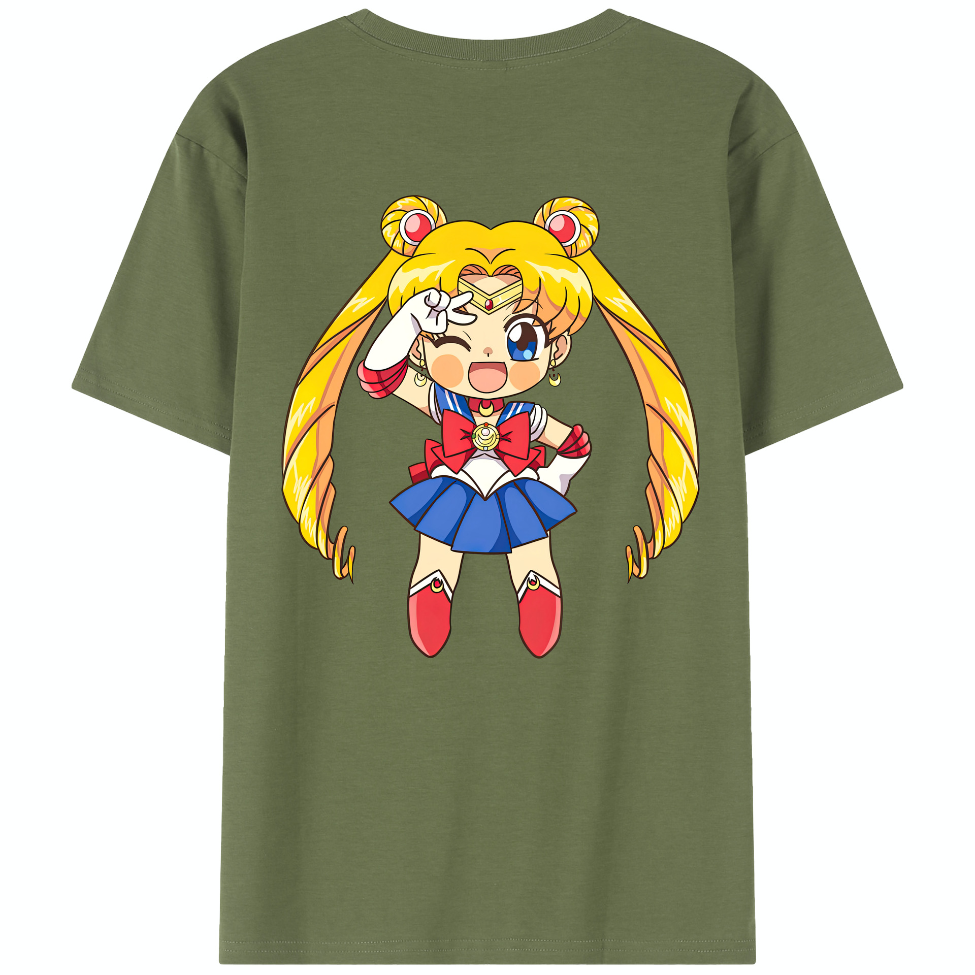 （画像用） 美少女戦士セーラームーン 月野 うさぎ つきの うさぎ Sailor Moon Tsukino Usagi 綿100％半袖Tシャツ（背面プリント）